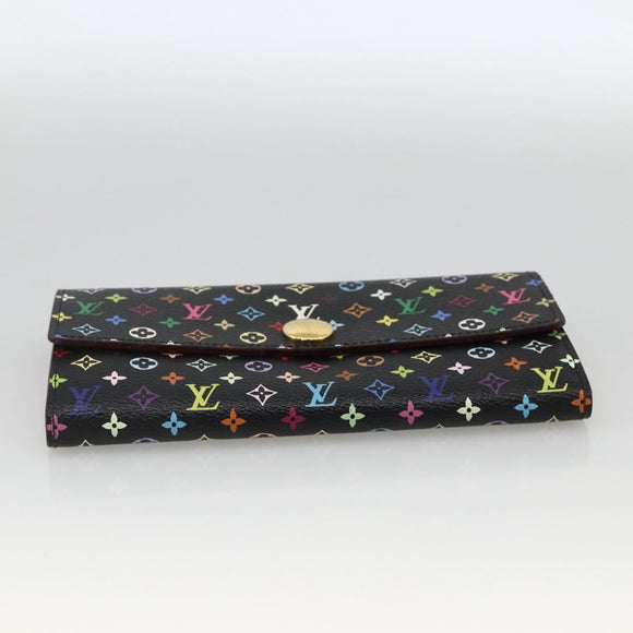 LOUIS VUITTON Multicolor Portefeiulle Sarah Wallet Black M60668 LV Auth YKZ969V
