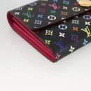 LOUIS VUITTON Multicolor Portefeiulle Sarah Wallet Black M60668 LV Auth YKZ969V-14