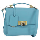 BALENCIAGA Hand Bag Leather 2way Light Blue Gold 391571 Auth YKZ985M-1