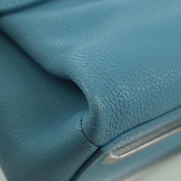 BALENCIAGA Hand Bag Leather 2way Light Blue Gold 391571 Auth YKZ985M
