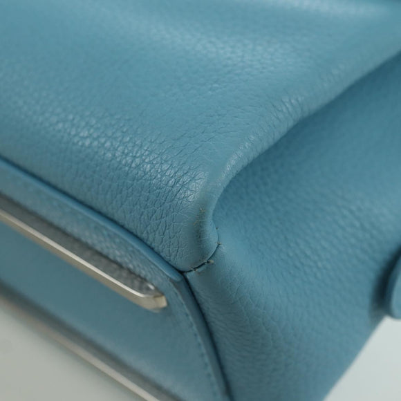 BALENCIAGA Hand Bag Leather 2way Light Blue Gold 391571 Auth YKZ985M