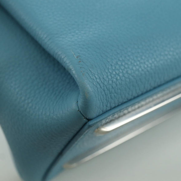 BALENCIAGA Hand Bag Leather 2way Light Blue Gold 391571 Auth YKZ985M