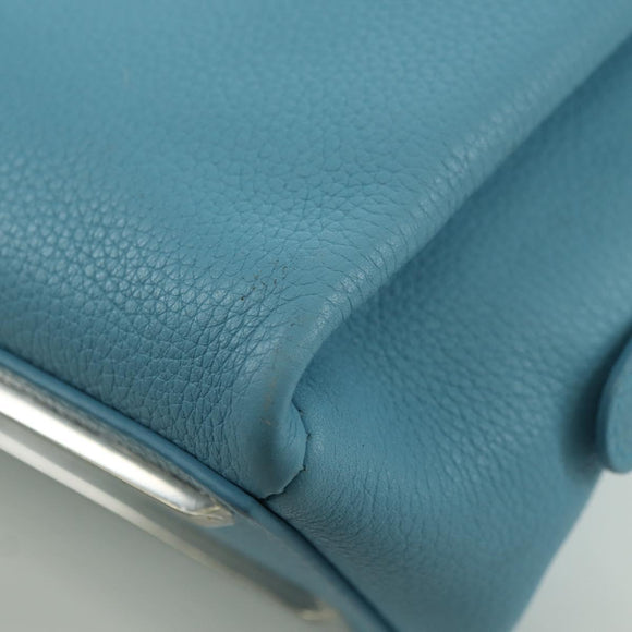 BALENCIAGA Hand Bag Leather 2way Light Blue Gold 391571 Auth YKZ985M