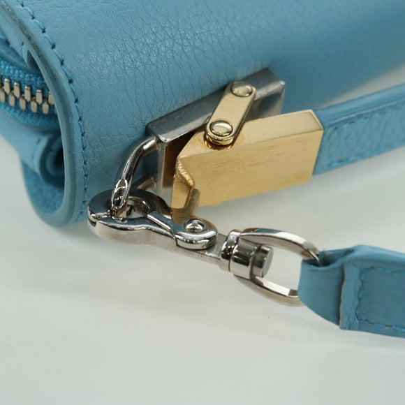 BALENCIAGA Hand Bag Leather 2way Light Blue Gold 391571 Auth YKZ985M