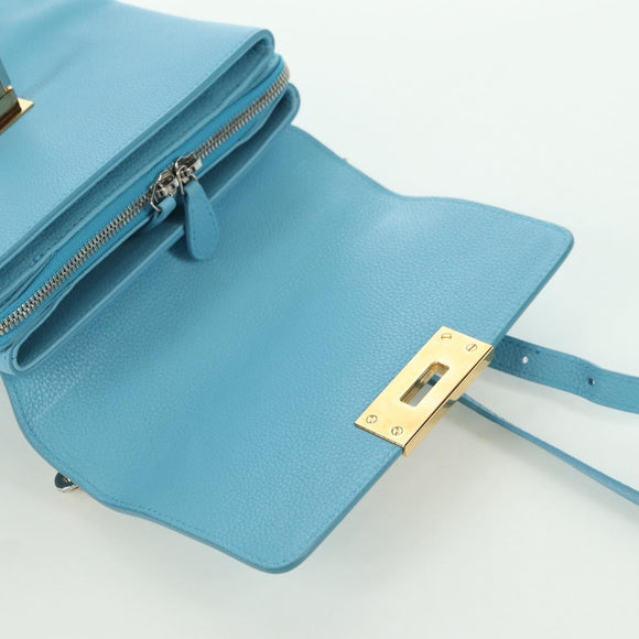 BALENCIAGA Hand Bag Leather 2way Light Blue Gold 391571 Auth YKZ985M