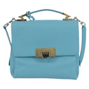 BALENCIAGA Hand Bag Leather 2way Light Blue Gold 391571 Auth YKZ985M-2
