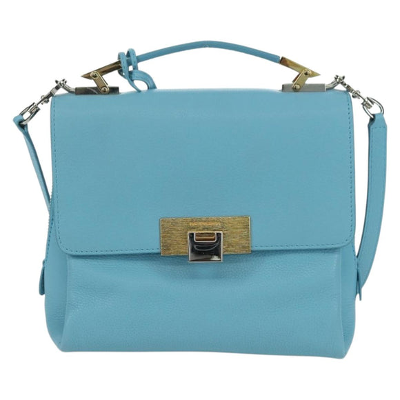 BALENCIAGA Hand Bag Leather 2way Light Blue Gold 391571 Auth YKZ985M