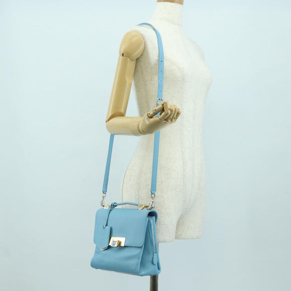 BALENCIAGA Hand Bag Leather 2way Light Blue Gold 391571 Auth YKZ985M