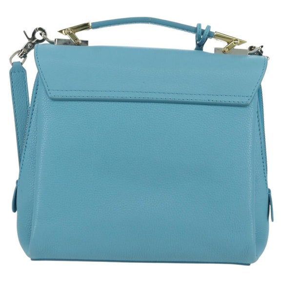 BALENCIAGA Hand Bag Leather 2way Light Blue Gold 391571 Auth YKZ985M