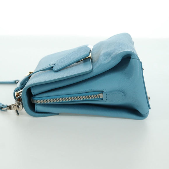 BALENCIAGA Hand Bag Leather 2way Light Blue Gold 391571 Auth YKZ985M