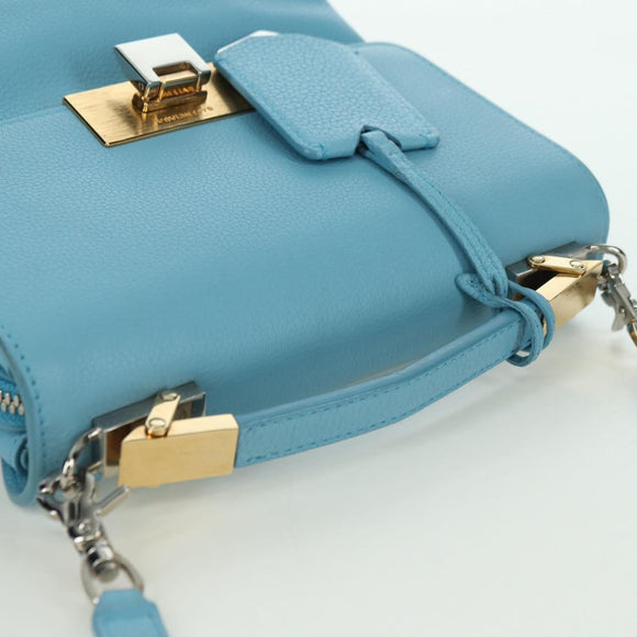 BALENCIAGA Hand Bag Leather 2way Light Blue Gold 391571 Auth YKZ985M