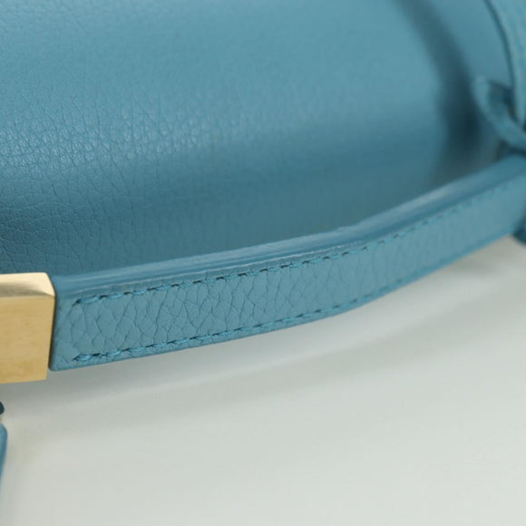 BALENCIAGA Hand Bag Leather 2way Light Blue Gold 391571 Auth YKZ985M