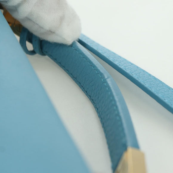 BALENCIAGA Hand Bag Leather 2way Light Blue Gold 391571 Auth YKZ985M