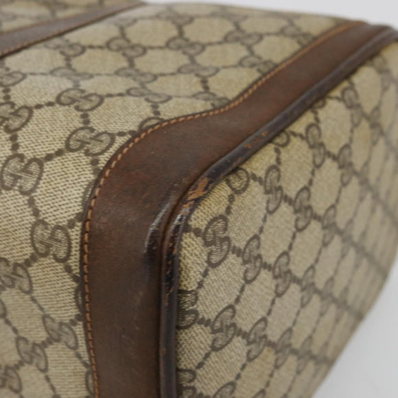 GUCCI GG Supreme Hand Bag PVC Beige Gold Auth YKZ987