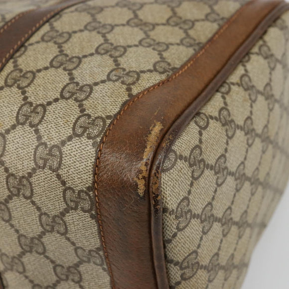 GUCCI GG Supreme Hand Bag PVC Beige Gold Auth YKZ987