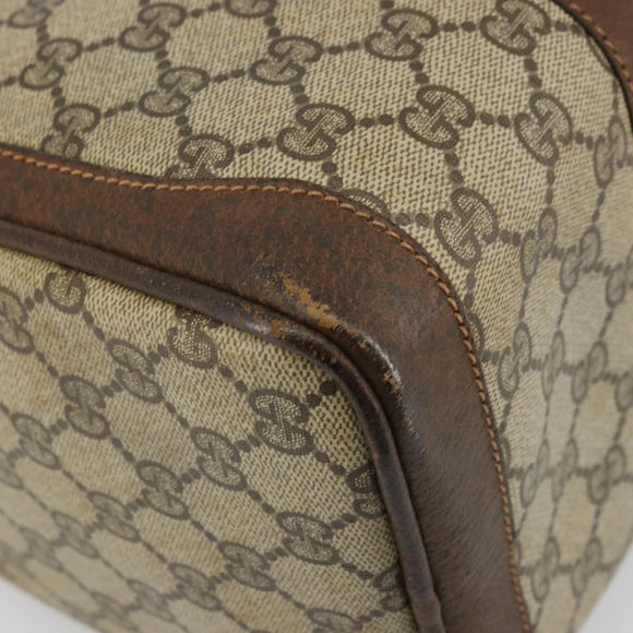 GUCCI GG Supreme Hand Bag PVC Beige Gold Auth YKZ987