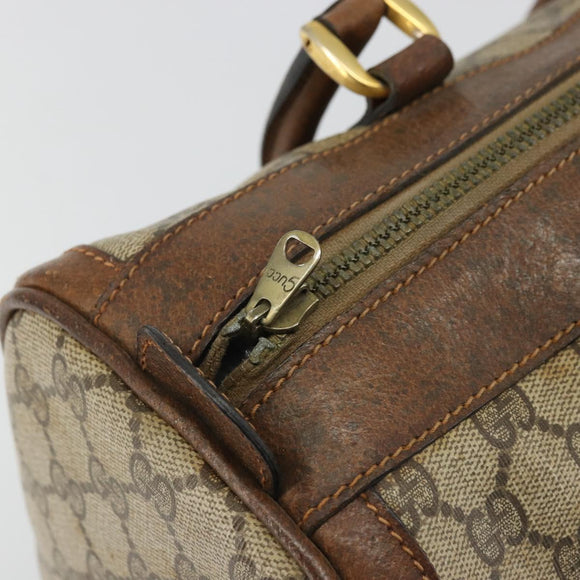 GUCCI GG Supreme Hand Bag PVC Beige Gold Auth YKZ987