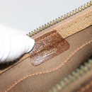 GUCCI GG Supreme Hand Bag PVC Beige Gold Auth YKZ987-12