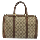 GUCCI GG Supreme Hand Bag PVC Beige Gold Auth YKZ987-13