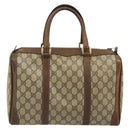 GUCCI GG Supreme Hand Bag PVC Beige Gold Auth YKZ987-2