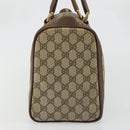 GUCCI GG Supreme Hand Bag PVC Beige Gold Auth YKZ987-4