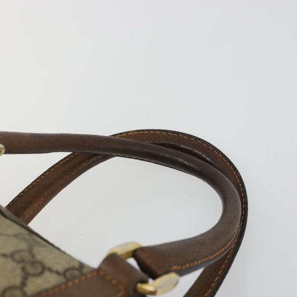 GUCCI GG Supreme Hand Bag PVC Beige Gold Auth YKZ987