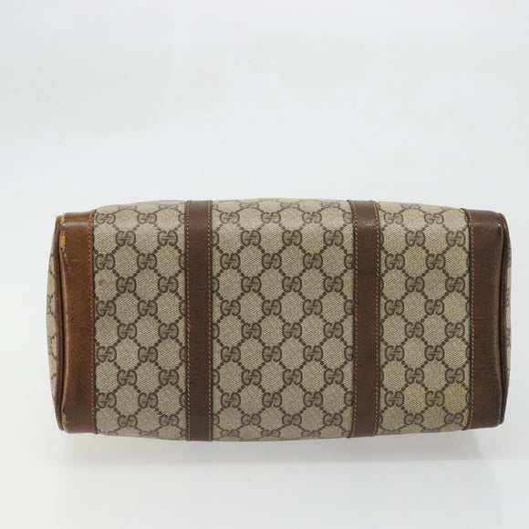 GUCCI GG Supreme Hand Bag PVC Beige Gold Auth YKZ987