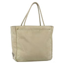 PRADA Hand Bag Nylon Beige Silver Auth YKZ988-1