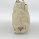 PRADA Hand Bag Nylon Beige Silver Auth YKZ988-3