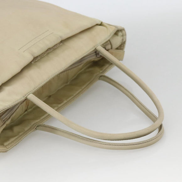 PRADA Hand Bag Nylon Beige Silver Auth YKZ988