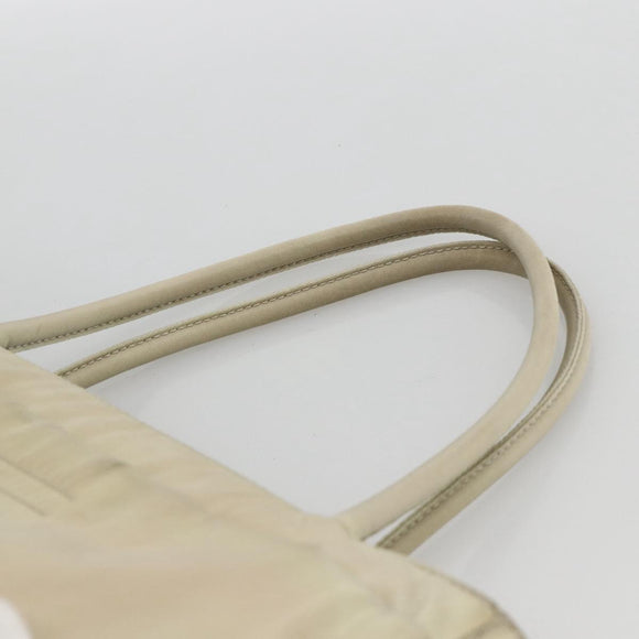 PRADA Hand Bag Nylon Beige Silver Auth YKZ988