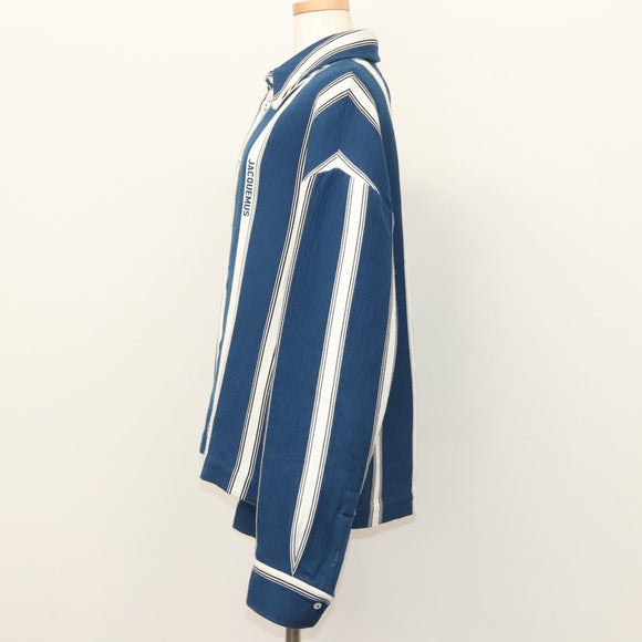 JACQUEMUS Long Sleeve Shirt Cotton Blue Auth ym006M