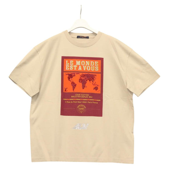LOUIS VUITTON T Shirt Cotton Beige LV Auth ym008M