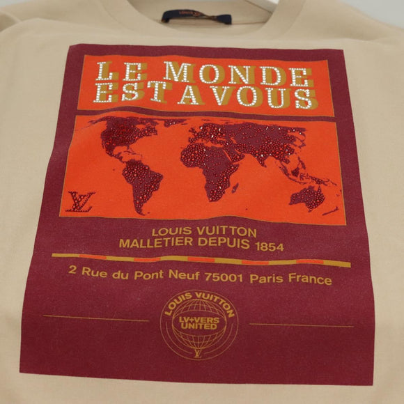 LOUIS VUITTON T Shirt Cotton Beige LV Auth ym008M