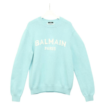 BALMAIN Long Sleeve Knitted Fabrics Wool Light Blue Auth ym021M
