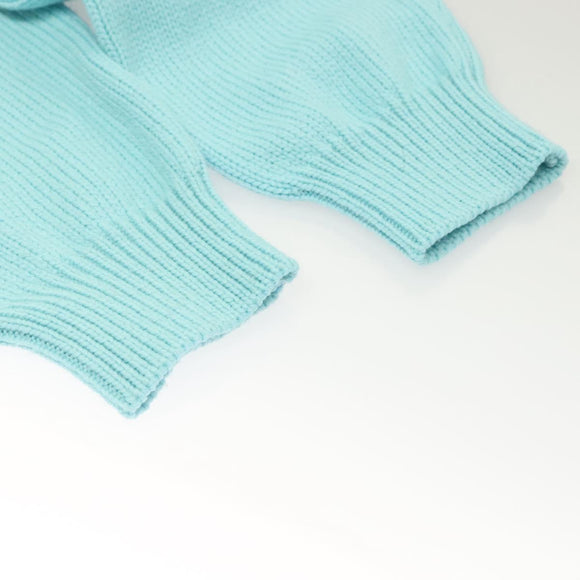 BALMAIN Long Sleeve Knitted Fabrics Wool Light Blue Auth ym021M