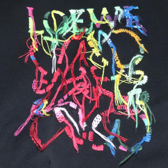 LOEWE Anagram Long Sleeve Sweatshirt Long Sleeved Cotton Black Auth ym028M