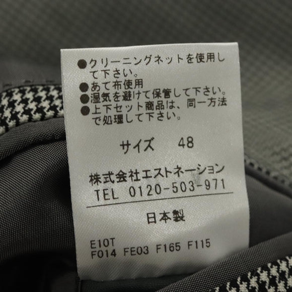 ESTNATION Double Breasted Jacket And Slacks Set Cotton Houndstooth Auth ym030M