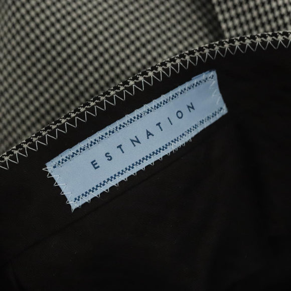 ESTNATION Double Breasted Jacket And Slacks Set Cotton Houndstooth Auth ym030M