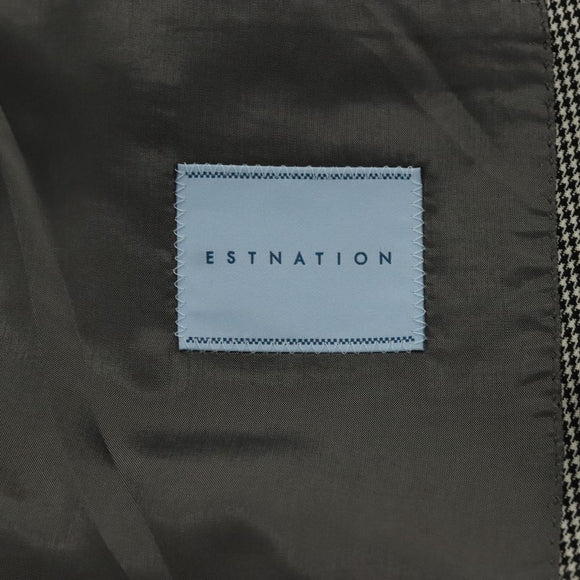 ESTNATION Double Breasted Jacket And Slacks Set Cotton Houndstooth Auth ym030M