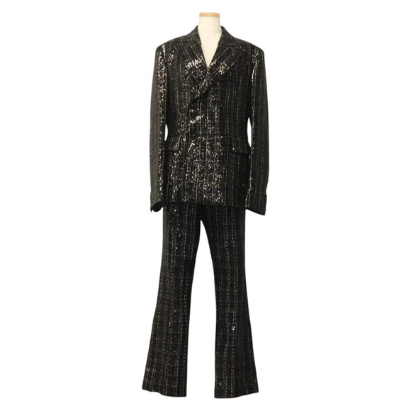 AMIRI Zweireiher Jacke und Hose Set Jacke Pailletten Schwarz Auth ym031M
