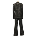 AMIRI Zweireiher Jacke und Hose Set Jacke Pailletten Schwarz Auth ym031M-2