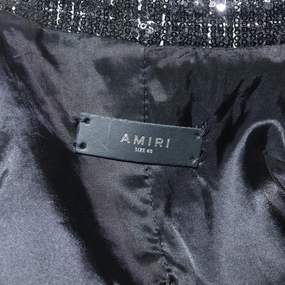 AMIRI Zweireiher Jacke und Hose Set Jacke Pailletten Schwarz Auth ym031M