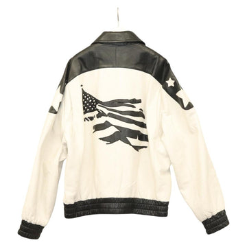 CELINE Leather jacket Jacket Lamb Skin White Black Auth ym037SAM - 0