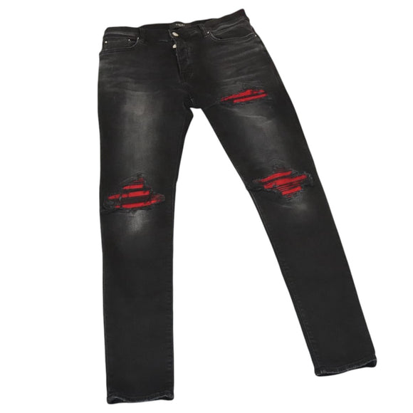 AMIRI Damaged Skinny Hose Baumwolle Schwarz Auth ym048M