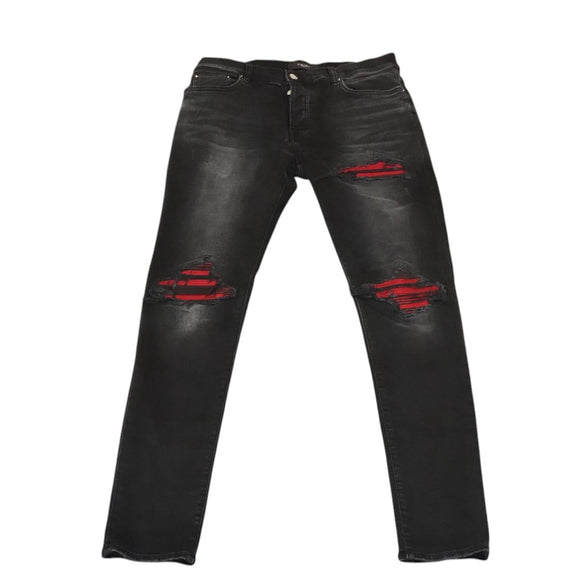 AMIRI Damaged Skinny Hose Baumwolle Schwarz Auth ym048M
