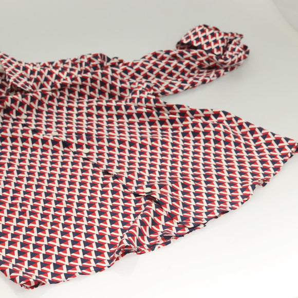 VALENTINO Long  Sleeved Silk Red Navy Auth ym053M