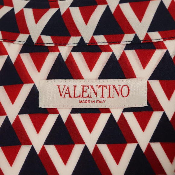 VALENTINO Long  Sleeved Silk Red Navy Auth ym053M
