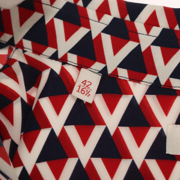 VALENTINO Long Sleeved Silk Red Navy Auth ym053M