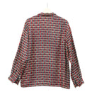 GUCCI Long Sleeved Shirt Silk 46 Red Navy Auth ym054M-2